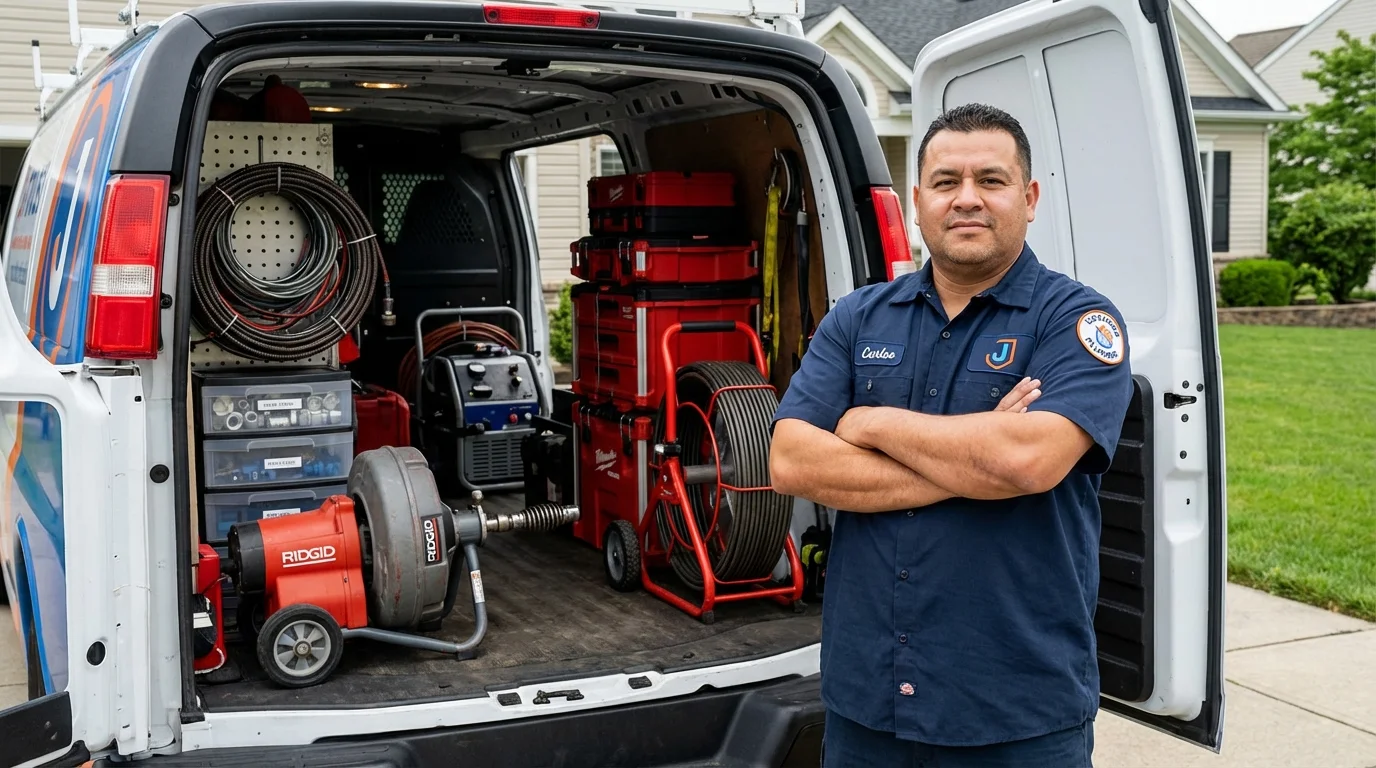 Professional drain cleaning equipment and Johns Plumbing LLC plumber in Leipsic