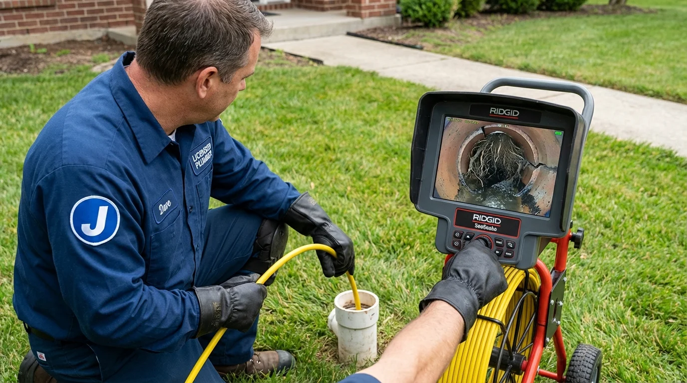 Sewer camera inspection being performed by Johns Plumbing LLC in Leipsic