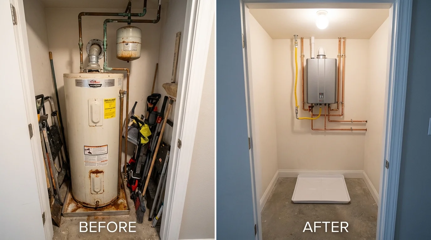 Tank water heater versus wall-mounted tankless unit comparison for Leipsic, OH homeowners